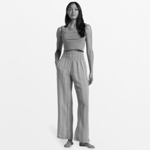 Billabong | Pink Striped New Waves 2 Smocked Waist Pull On Pants, Large